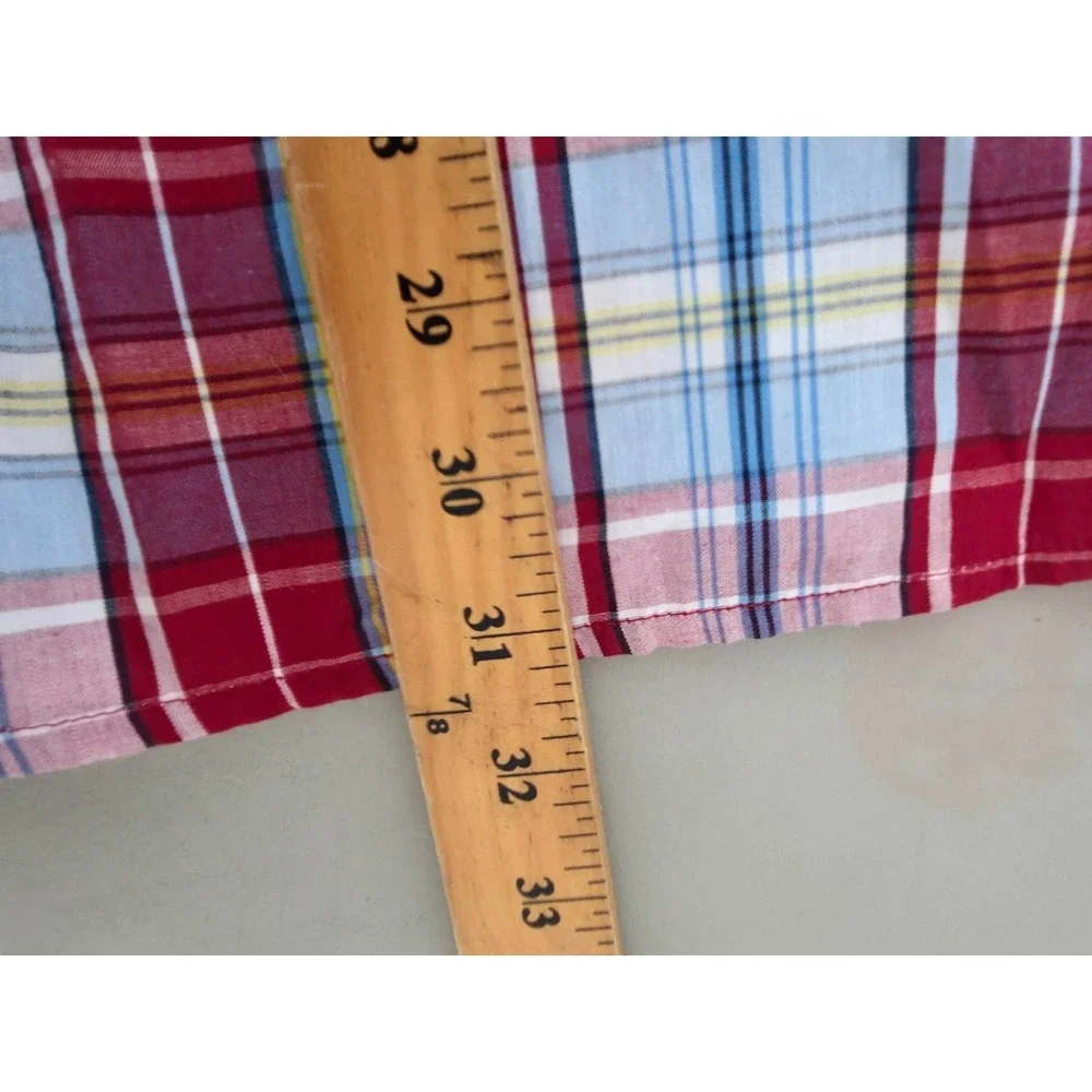 Levis Western Shirt Mens 2XL Red Plaid‎ Pearl Snap Cowboy Rodeo Vaquero